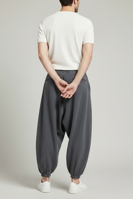 Pantalon Gris Ample Décontracté Harem Velours Homme - vue 2