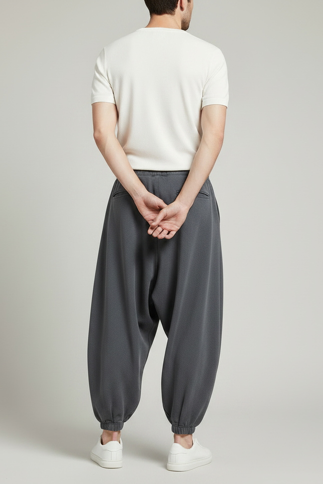 Pantalon Gris Ample Décontracté Harem Velours Homme - vue 2