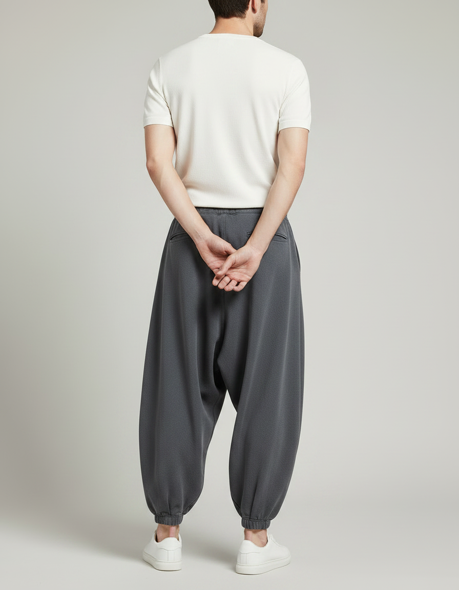 Pantalon Gris Ample Décontracté Harem Velours Homme - vue 2