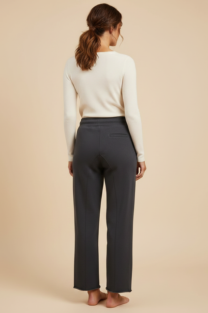 Pantalon Gris Cordon Ample Molletonné Doux Femme - vue 2