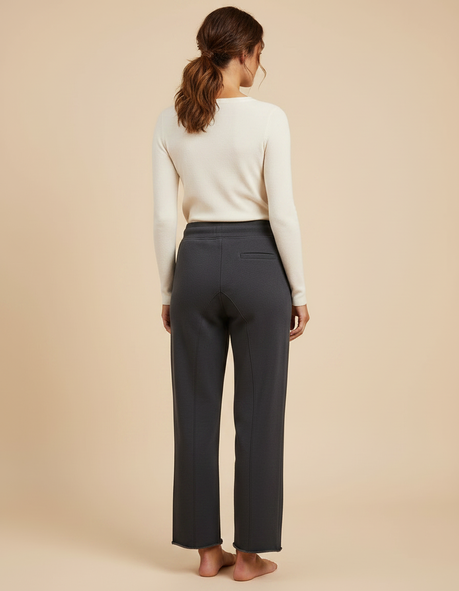 Pantalon Gris Cordon Ample Molletonné Doux Femme - vue 2
