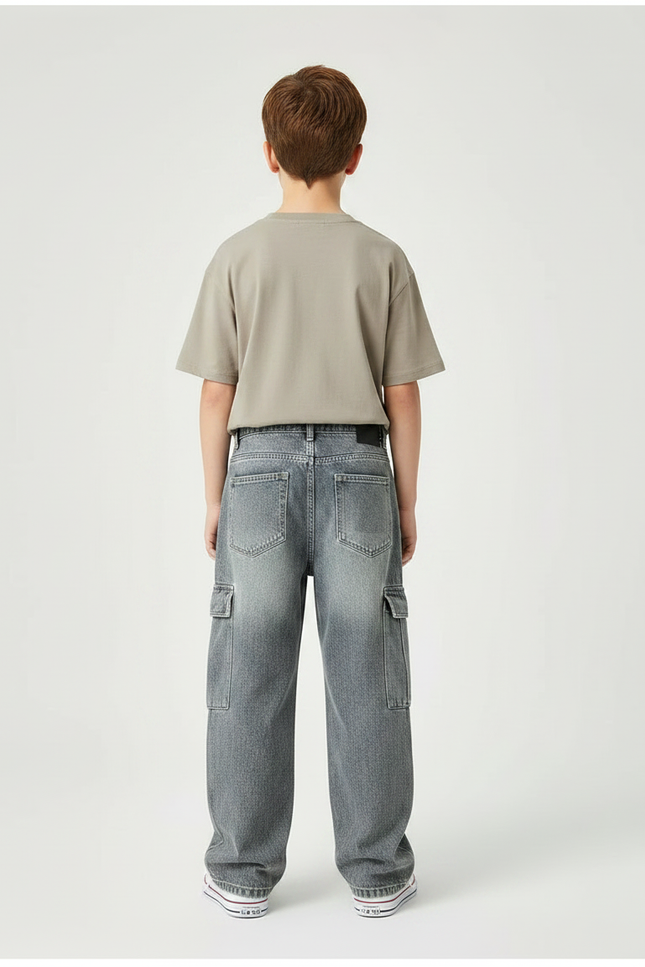 Pantalon Gris Cargo Ample Denim Garçon - Jean - vue 2