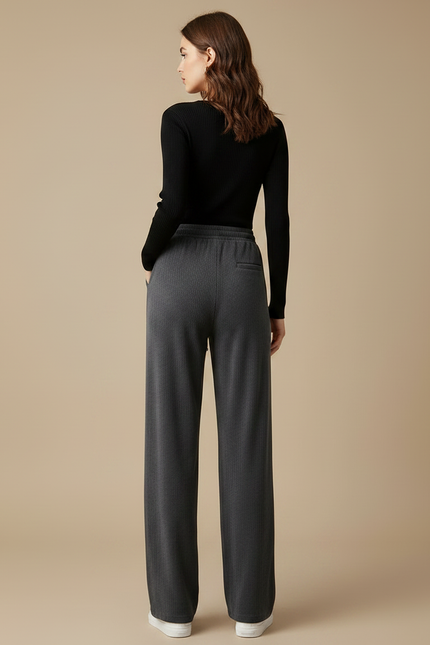 Pantalon Gris Ample Côtelé Décontracté Confortable - Cordé - vue 2