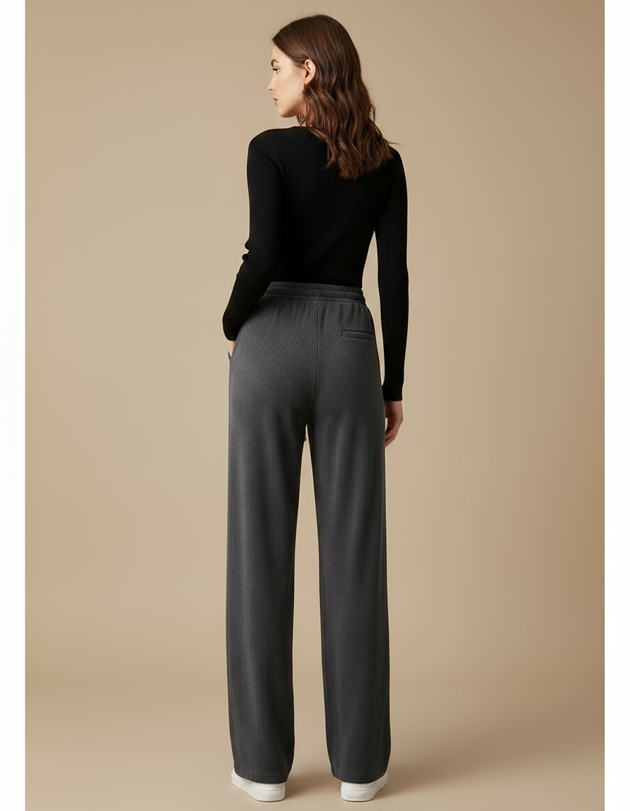 Pantalon Gris Ample Côtelé Décontracté Confortable - Cordé - vue 2