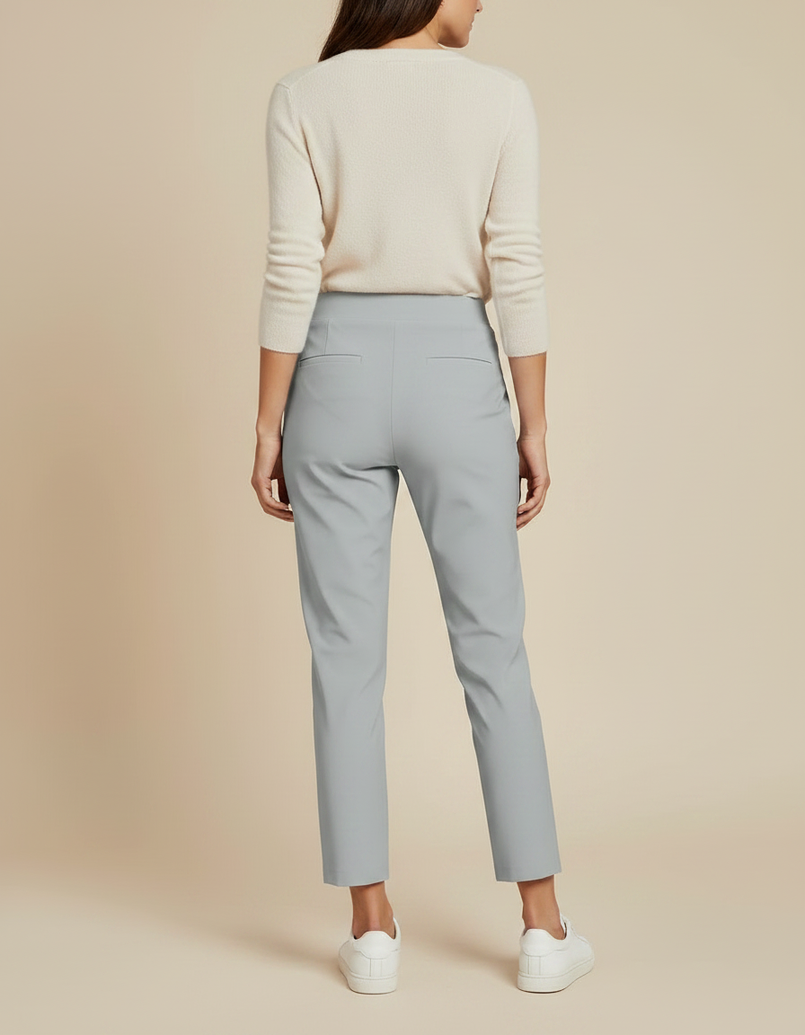 Pantalon Gris Taille Haute Slim Élastique Léger Femme - Polyester - vue 2