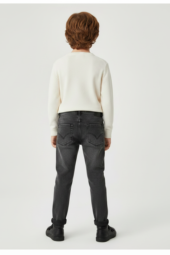 Pantalon Gris Slim Fit Denim Enfant Polyvalent - Jean - vue 2