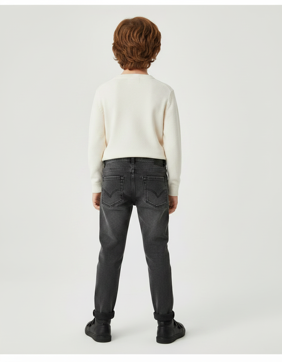 Pantalon Gris Slim Fit Denim Enfant Polyvalent - Jean - vue 2