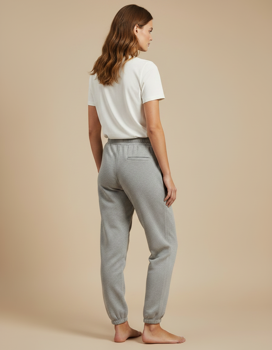 Pantalon Gris Molletonné Ample Décontracté Confortable Cordon - vue 2