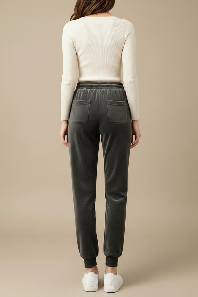 Pantalon Gris Velours Harem Chaud Décontracté - vue 2