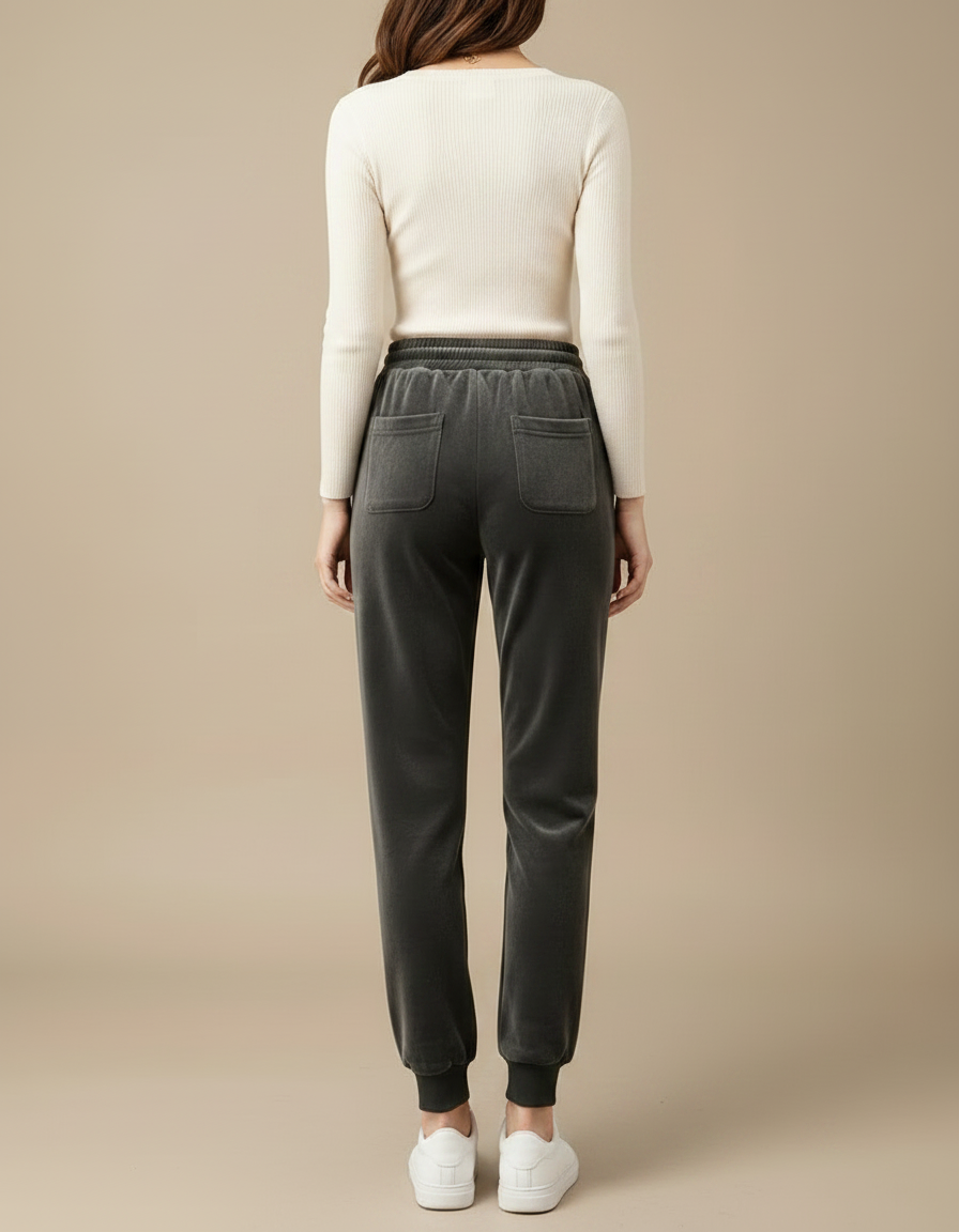 Pantalon Gris Velours Harem Chaud Décontracté - vue 2