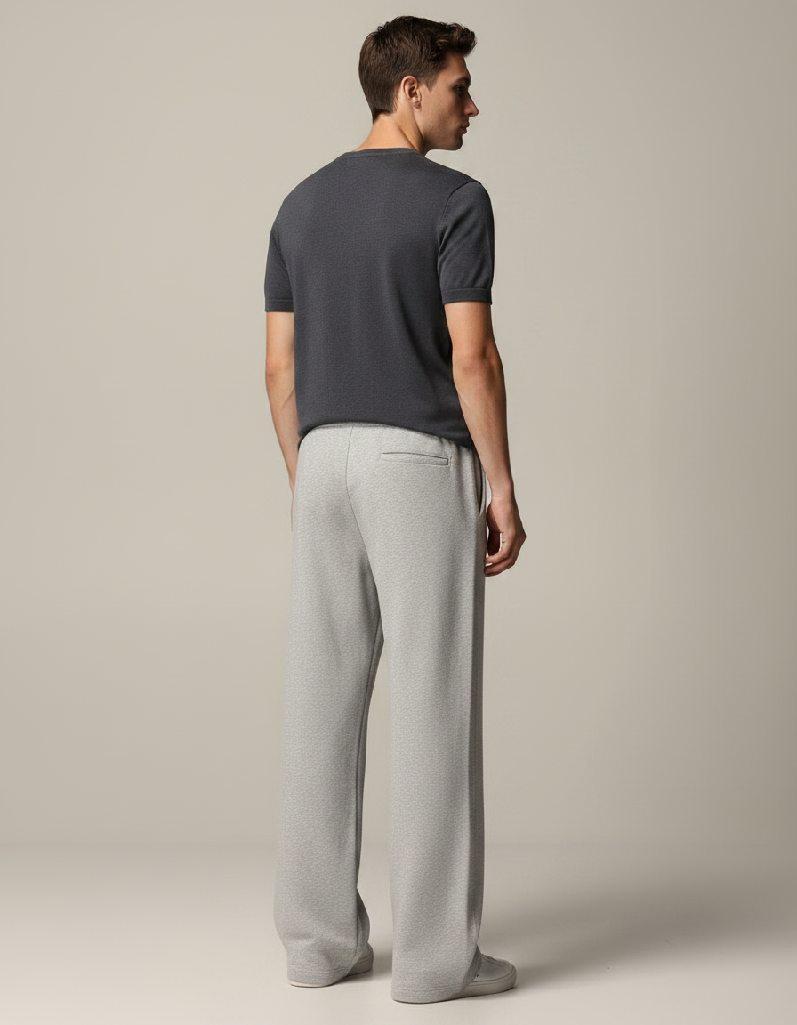 Pantalon Gris Large Coton Décontracté Sport Homme - Molleton - vue 2