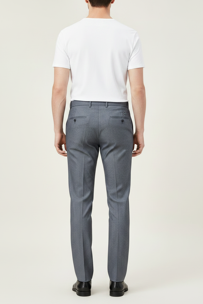 Pantalon Gris Habillé Élégant Affaires Homme Ajusté - Laine - vue 2
