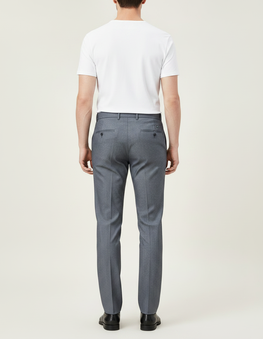 Pantalon Gris Habillé Élégant Affaires Homme Ajusté - Laine - vue 2