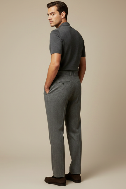 Pantalon Gris Laine Plissé Élégant Décontracté Homme - vue 2
