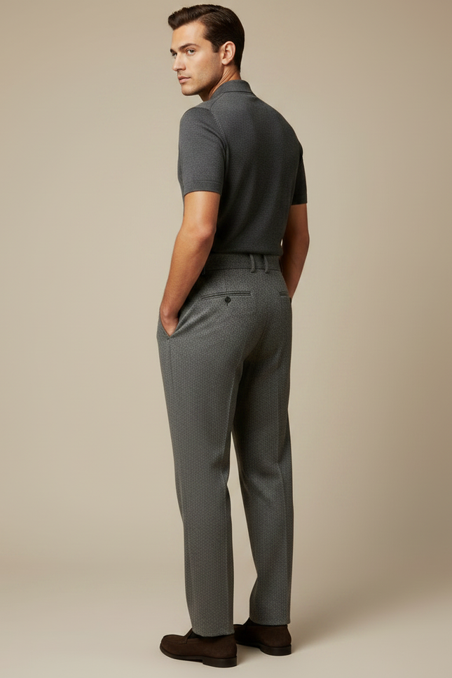 Pantalon Gris Laine Plissé Élégant Décontracté Homme - vue 2