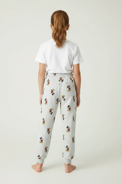 Pantalon Gris Molletonné Imprimé Mickey Enfant Confortable Jogging - vue 2