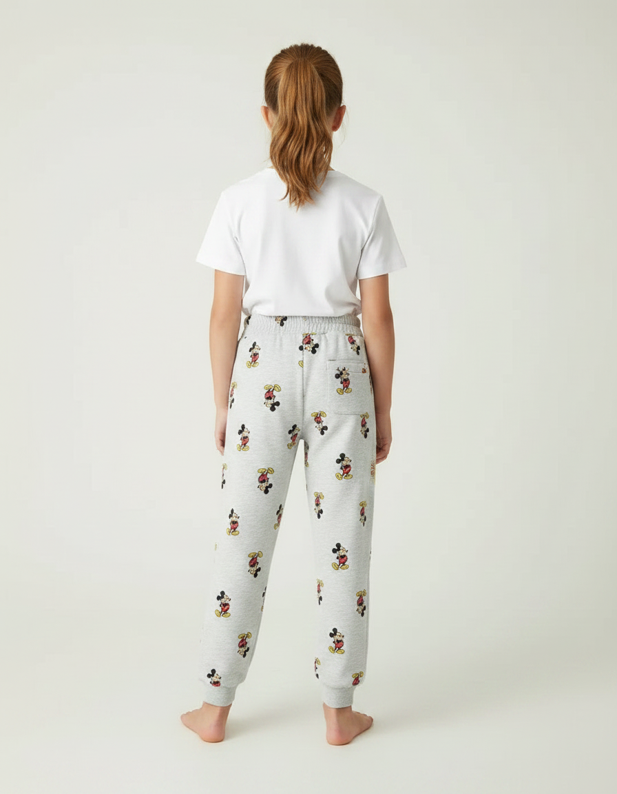 Pantalon Gris Molletonné Imprimé Mickey Enfant Confortable Jogging - vue 2