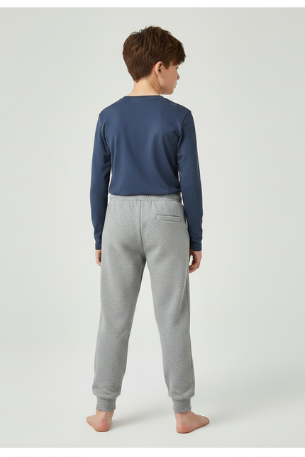 Pantalon Gris Molletonné Logo Confortable Enfant Sport - vue 2
