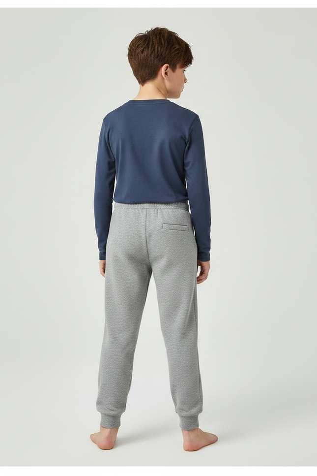 Pantalon Gris Molletonné Logo Confortable Enfant Sport - vue 2