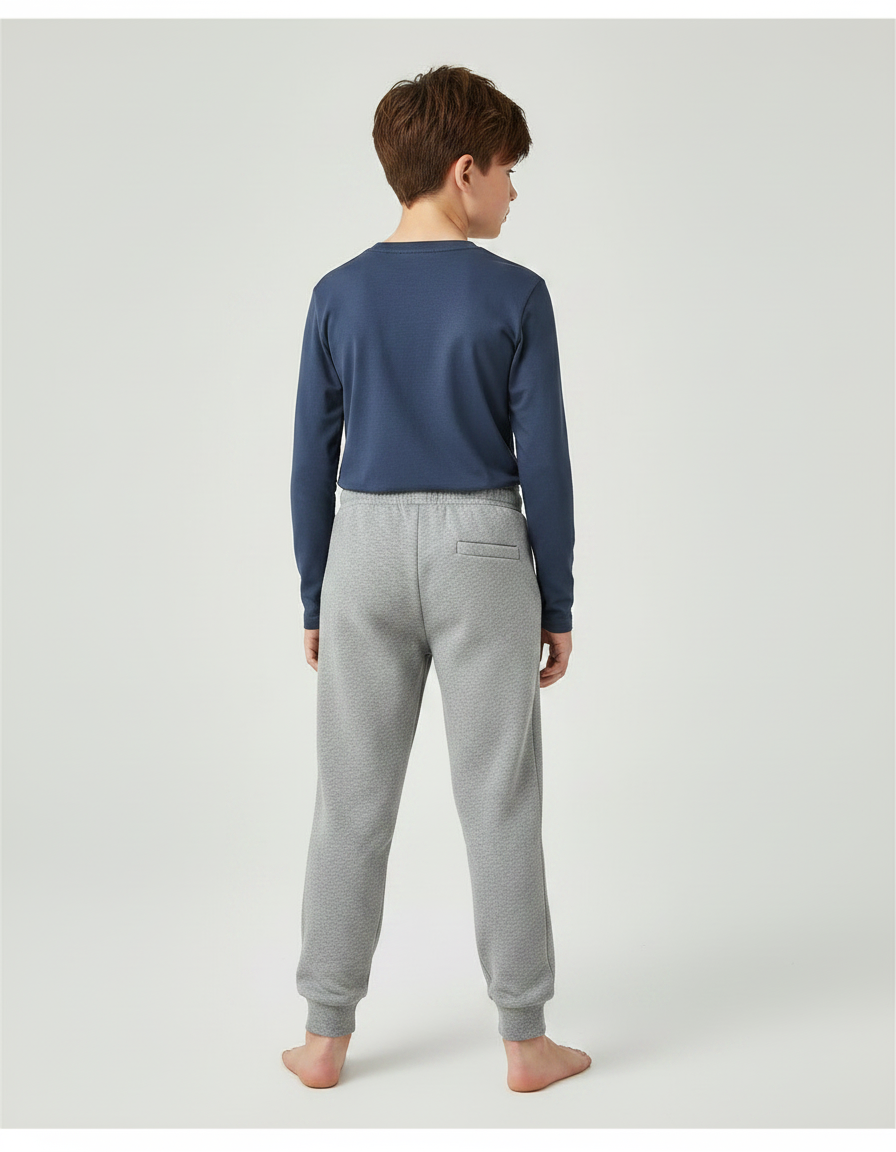 Pantalon Gris Molletonné Logo Confortable Enfant Sport - vue 2