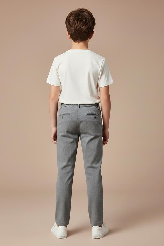 Pantalon Gris Droit Décontracté Garçon Élastique - Gabardine - vue 2