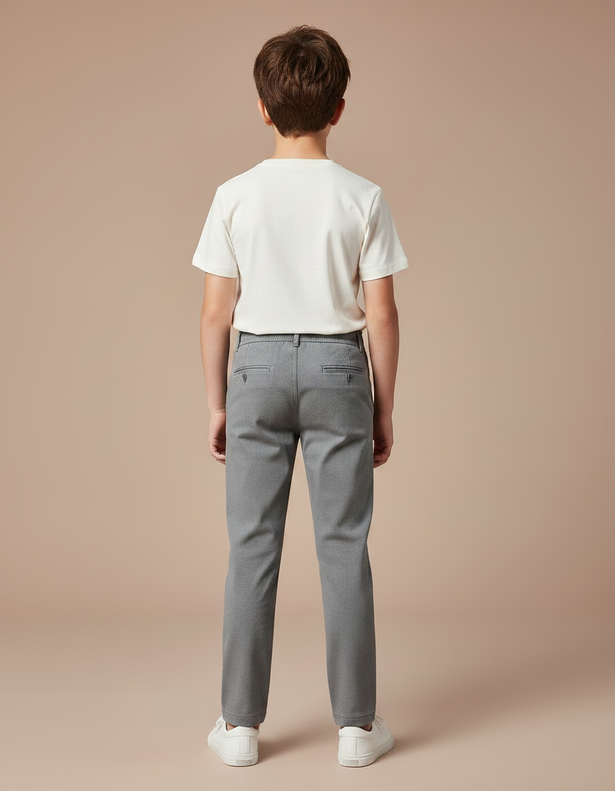 Pantalon Gris Droit Décontracté Garçon Élastique - Gabardine - vue 2
