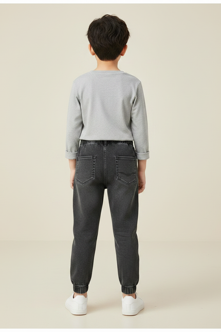 Pantalon Gris Denim Jogger Garçon Stretch - Jean - vue 2