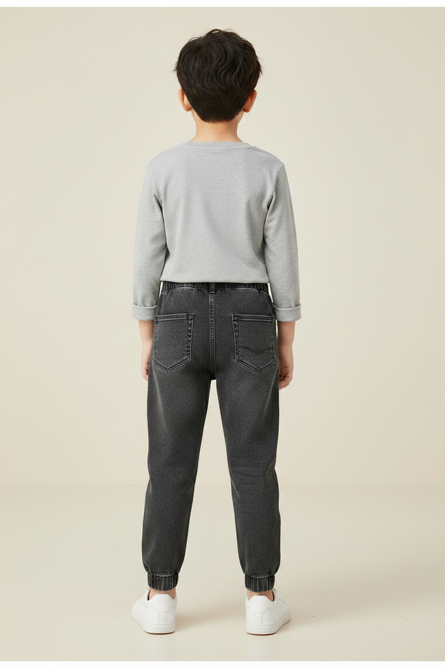 Pantalon Gris Denim Jogger Garçon Stretch - Jean - vue 2