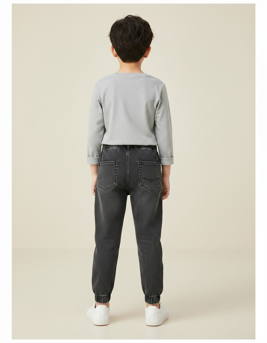 Pantalon Gris Denim Jogger Garçon Stretch - Jean - vue 2