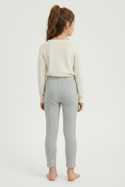 Pantalon Gris Coton Stretch Slim Fille - Molleton - vue 2