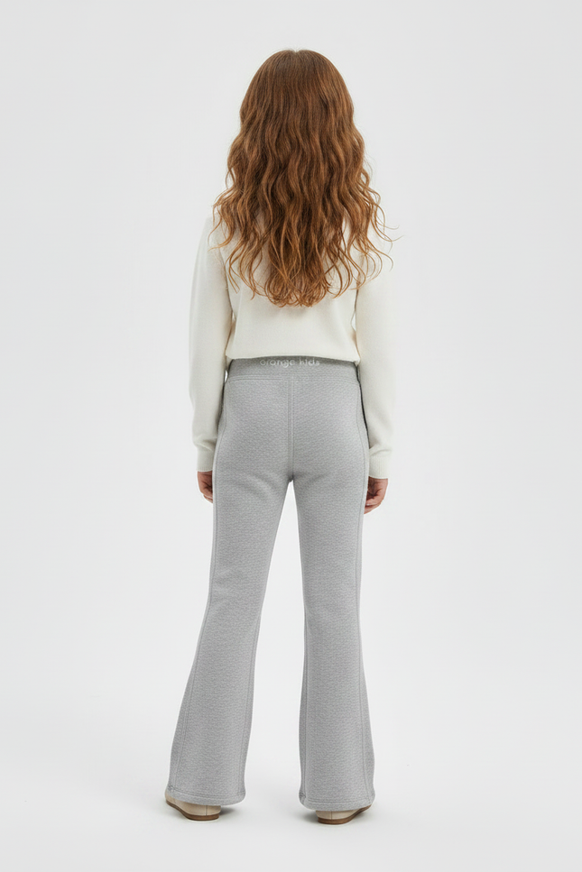 Pantalon Gris Évasé Molletonné Confortable Fille - vue 2