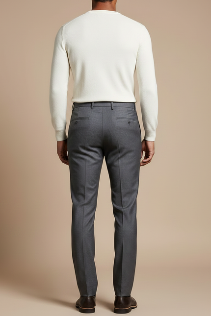 Pantalon Gris Homme Élégant Droit Business Habillé - Laine - vue 2