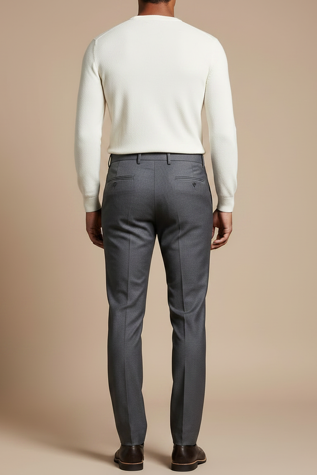 Pantalon Gris Homme Élégant Droit Business Habillé - Laine - vue 2