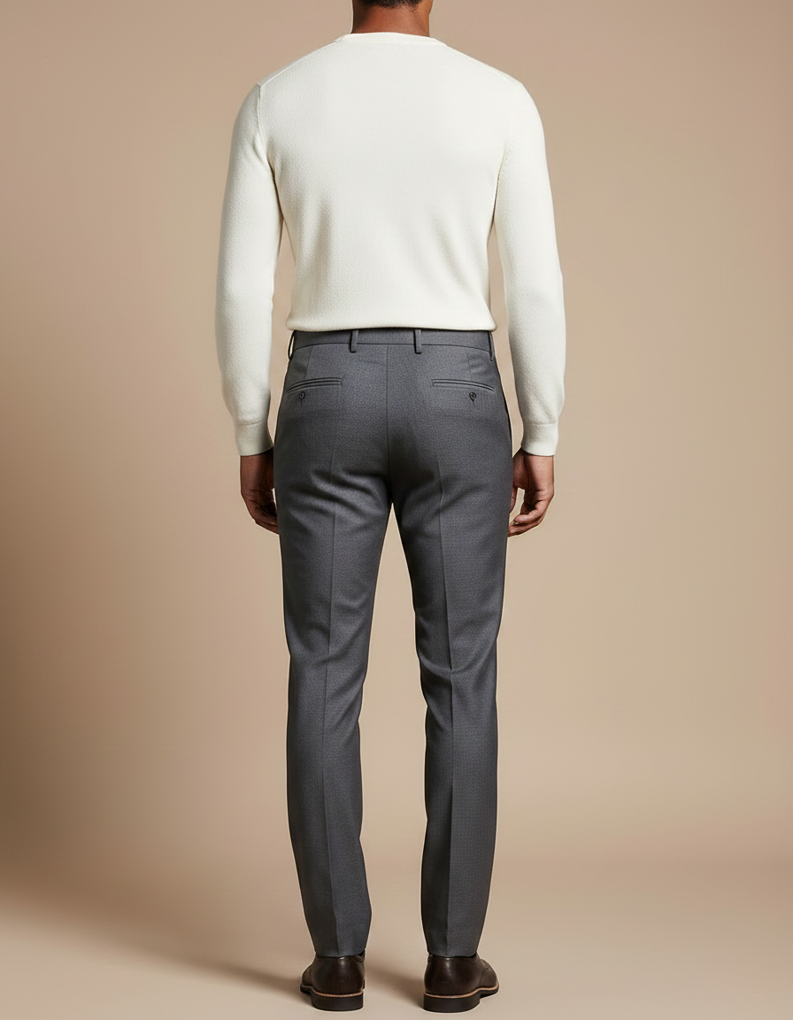 Pantalon Gris Homme Élégant Droit Business Habillé - Laine - vue 2