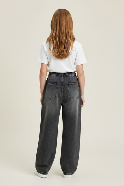 Pantalon Gris Ample Décontracté Vintage Fille - Jean - vue 2