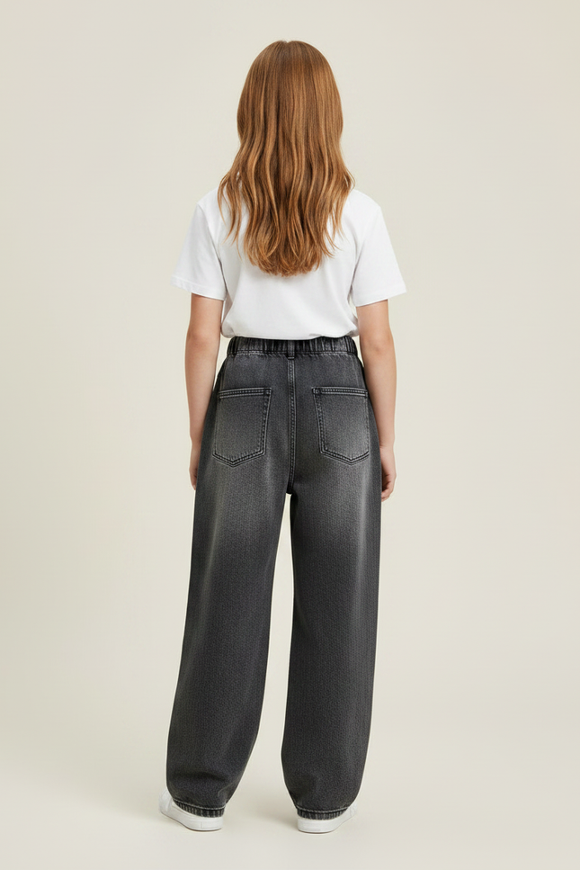 Pantalon Gris Ample Décontracté Vintage Fille - Jean - vue 2