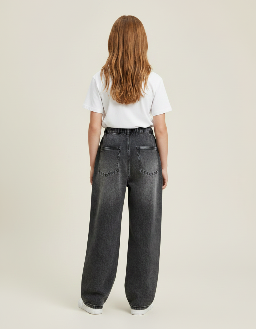 Pantalon Gris Ample Décontracté Vintage Fille - Jean - vue 2