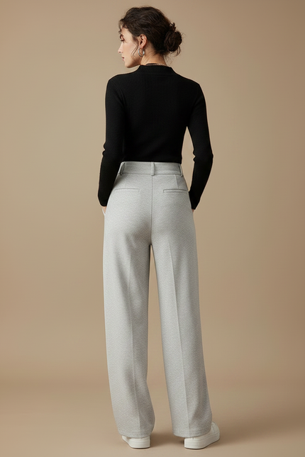 Pantalon Gris Ample Décontracté Molletonné Femme - vue 2