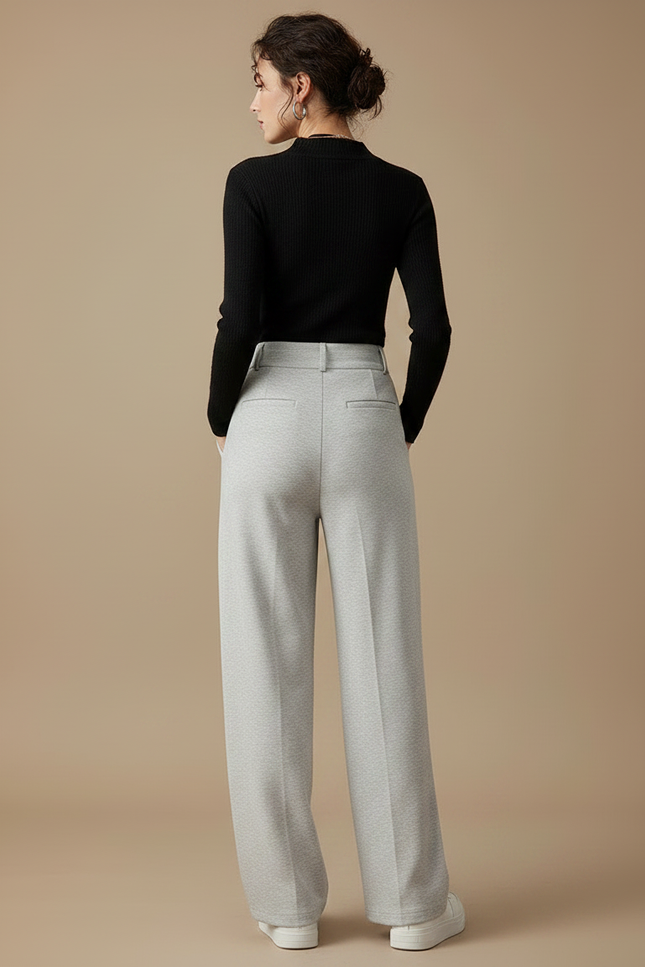 Pantalon Gris Ample Décontracté Molletonné Femme - vue 2