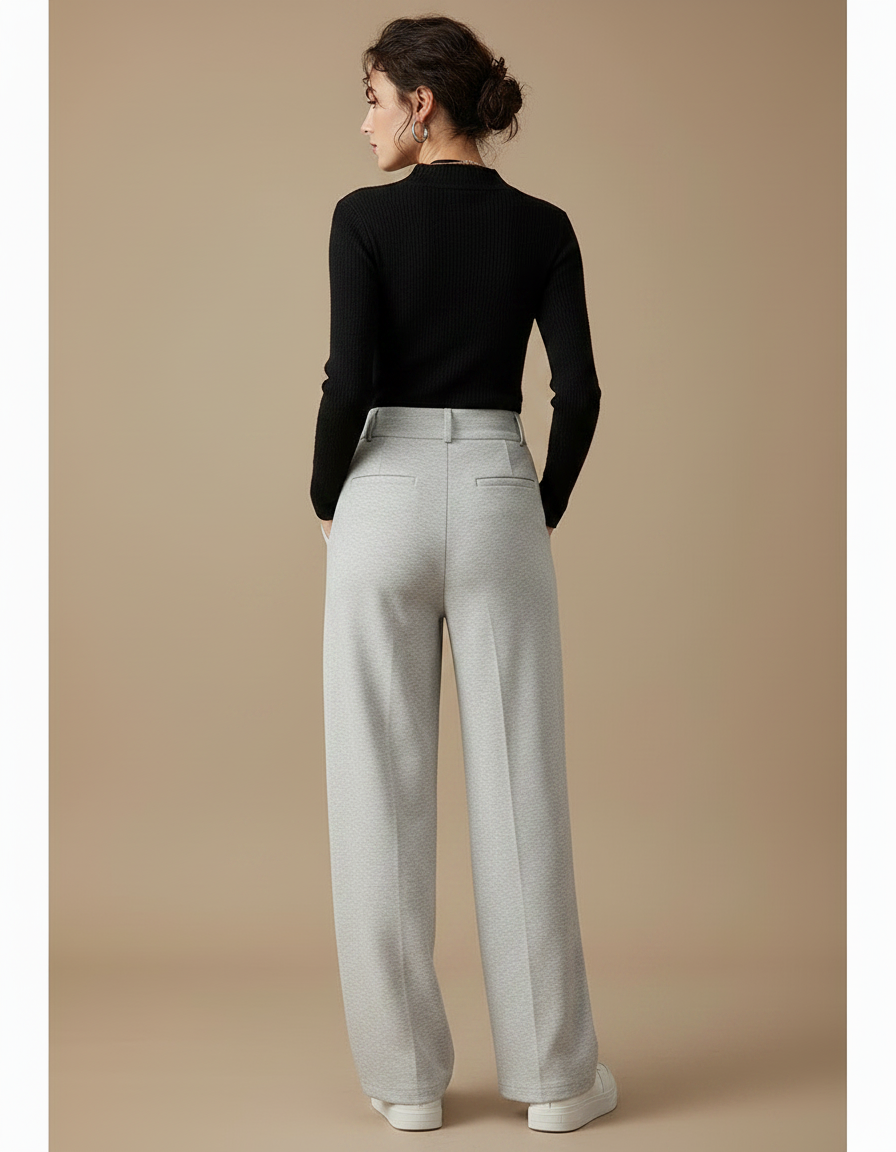 Pantalon Gris Ample Décontracté Molletonné Femme - vue 2