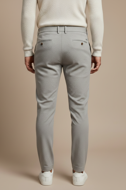 Pantalon Gris Plissé Slim Habillé Texturé Homme - Polyester - vue 2
