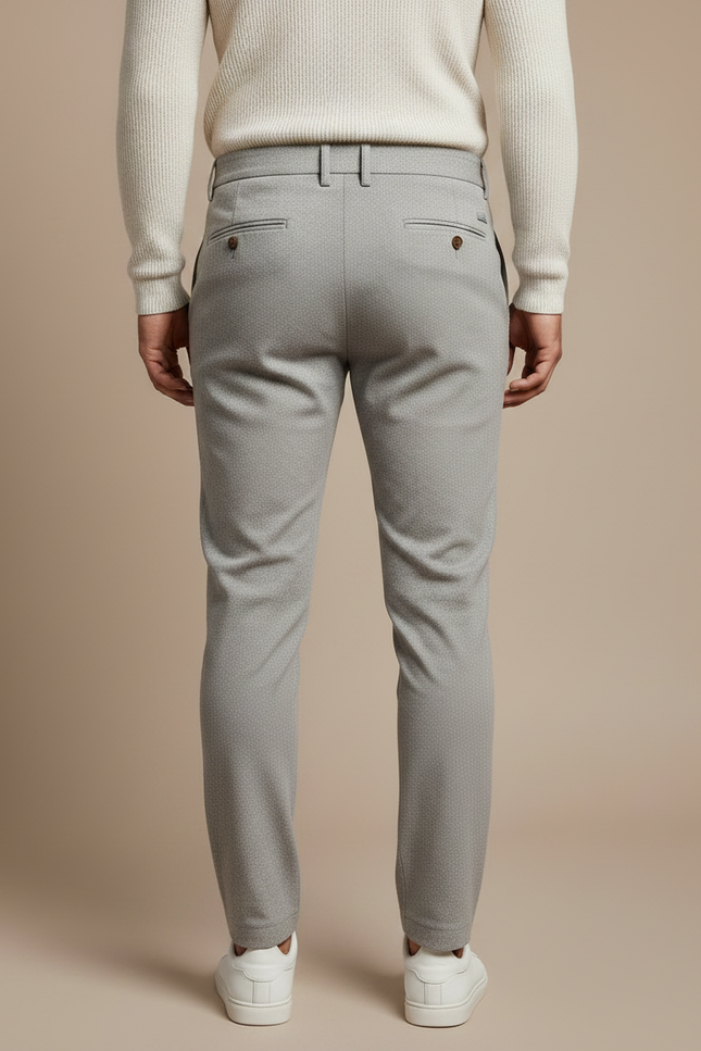 Pantalon Gris Plissé Slim Habillé Texturé Homme - Polyester - vue 2