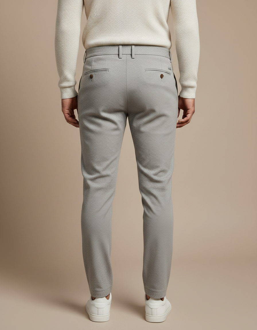 Pantalon Gris Plissé Slim Habillé Texturé Homme - Polyester - vue 2