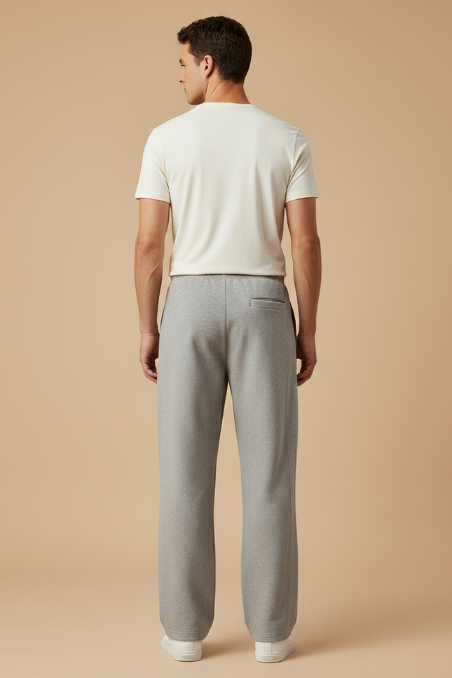 Pantalon Gris Ample Droit Molletonné Cordon Homme - vue 2