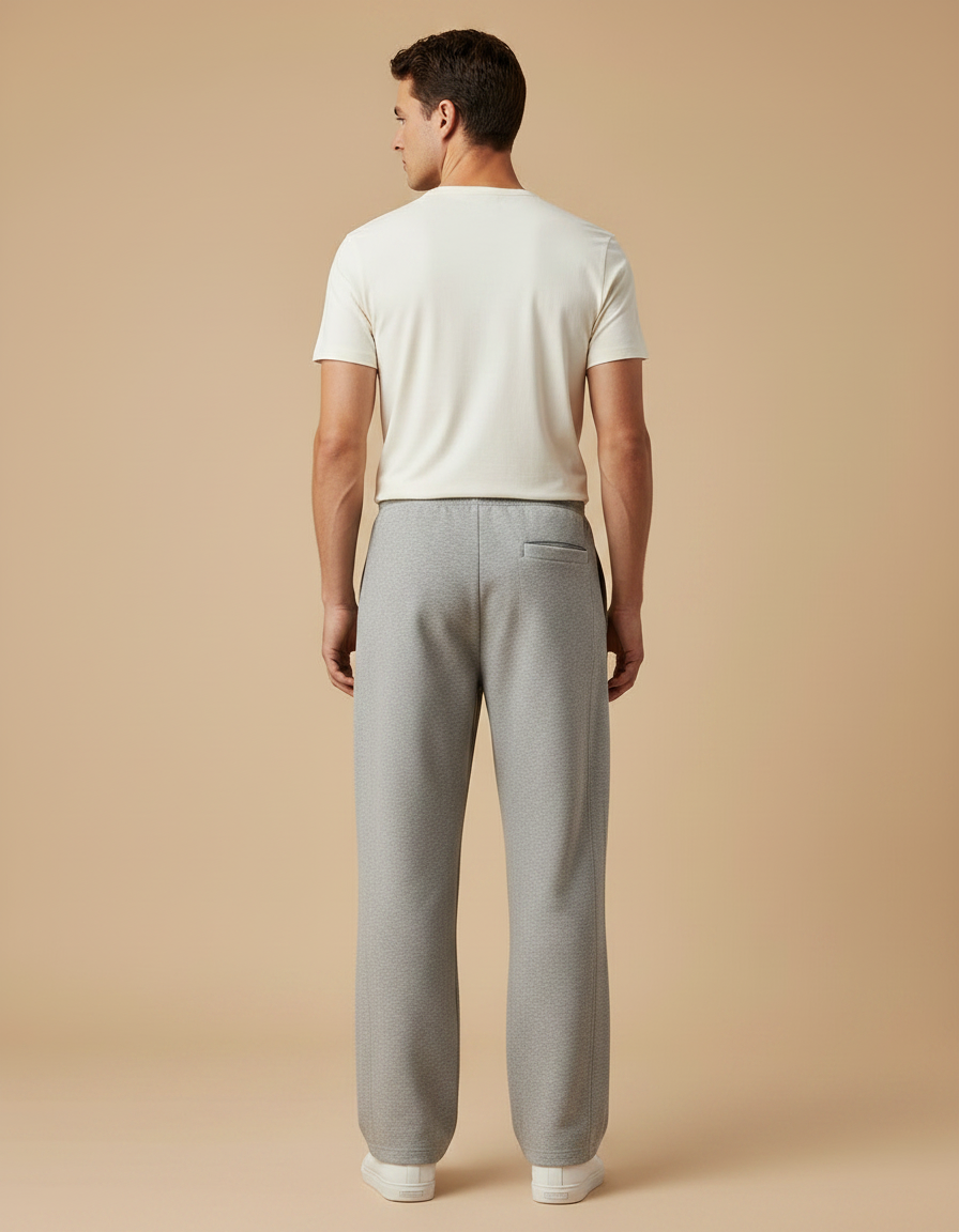 Pantalon Gris Ample Droit Molletonné Cordon Homme - vue 2