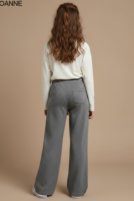 Pantalon Gris Ample Décontracté Confortable Cordon Enfant - Molleton - vue 2