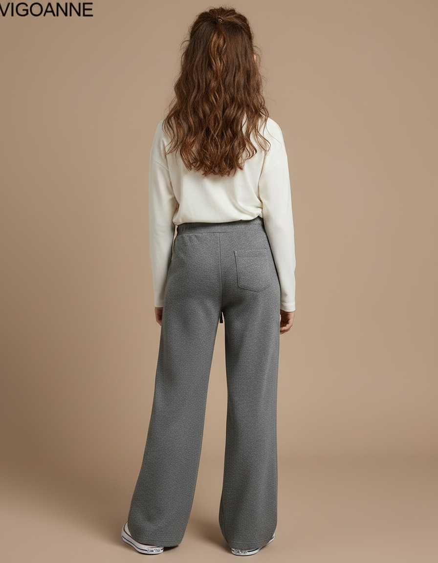 Pantalon Gris Ample Décontracté Confortable Cordon Enfant - Molleton - vue 2