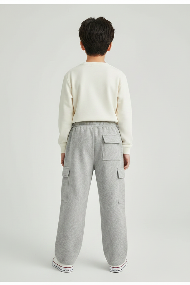 Pantalon Gris Cargo Ample Molletonné Garçon Streetwear - vue 2