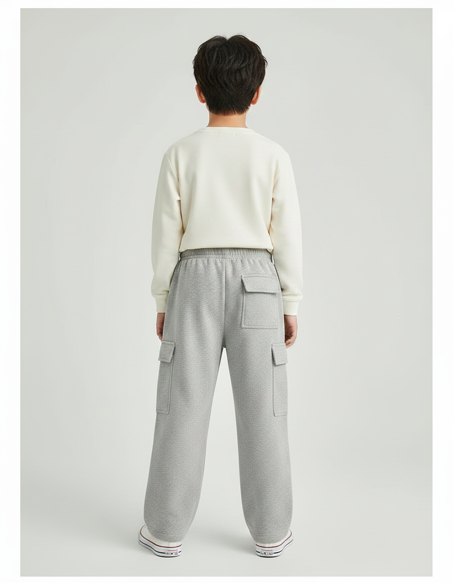 Pantalon Gris Cargo Ample Molletonné Garçon Streetwear - vue 2