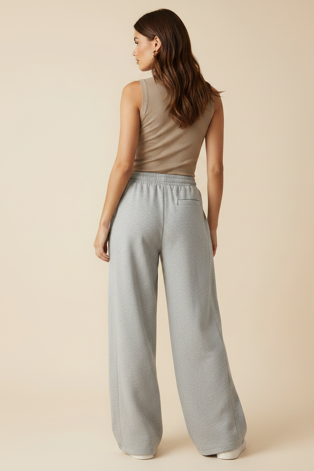 Pantalon Gris Ample Molletonné Cordon Décontracté - vue 2